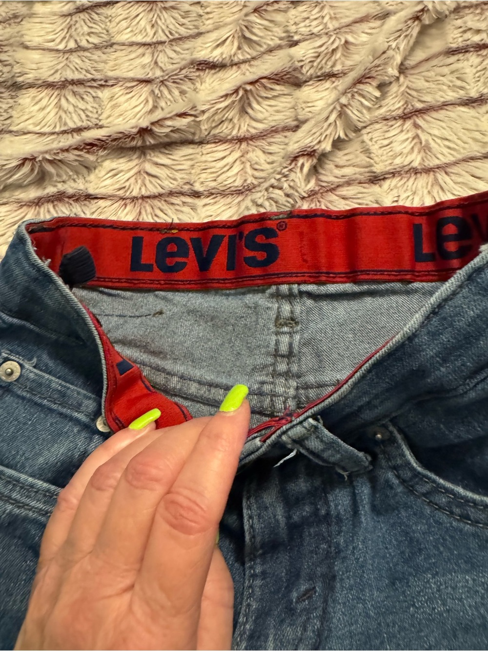 Levi's Kids Blue Denim Jeans with Red Waistband Accent
